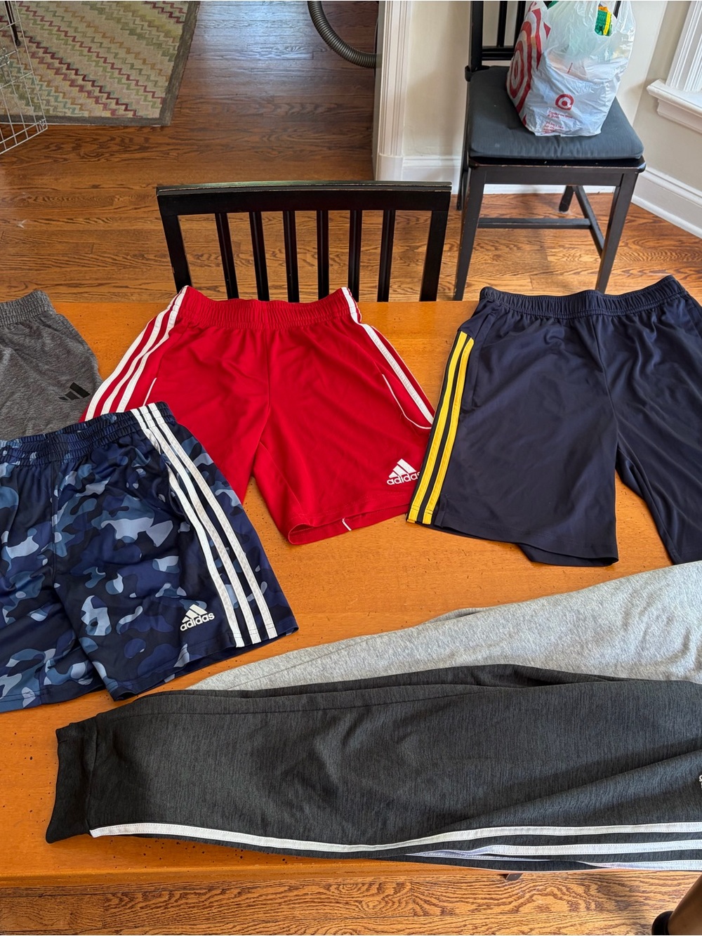 adidas Kids Athletic Shorts Pack — Red, Navy, Camo, Charcoal
